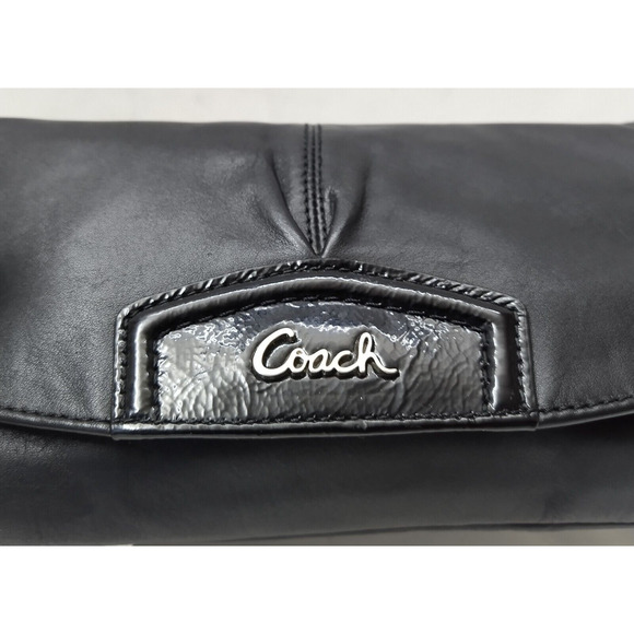 Coach Ashley Black Leather Credit Card Wristlet Wallet - Evening Clutch - Picture 4 of 12